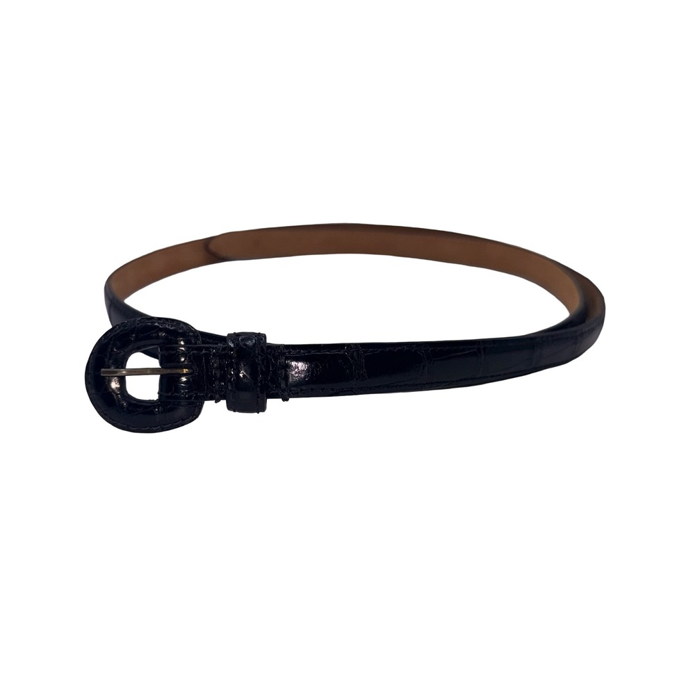 WCM New York Genuine American Alligator Skinny Belt Black Womens Size M USA